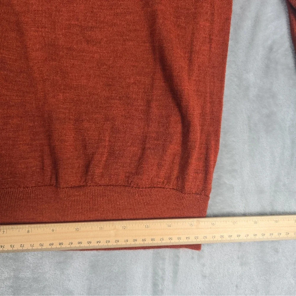 Banana Republic Mens 100% Merino Wool Pullover Knit Crewneck Sweater L Orange
